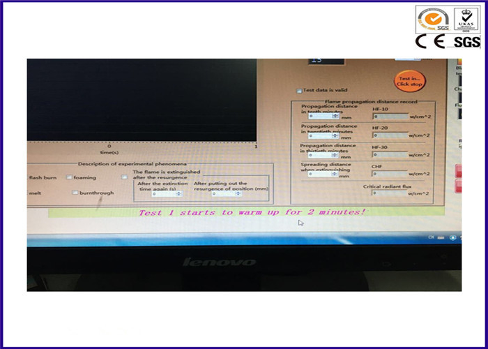 พื้นผิวเปล่งประกายไฟความร้อนอุปกรณ์ทดสอบสำหรับพรมทอ ASTM E648