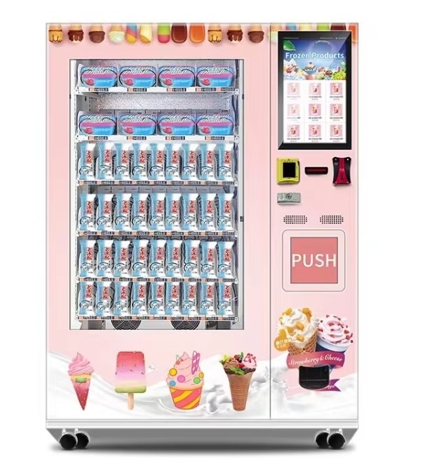 เครื่องขายไอศกรีมอัตโนมัติเต็ม สําหรับการขายไอศกรีมที่สะดวกสบาย