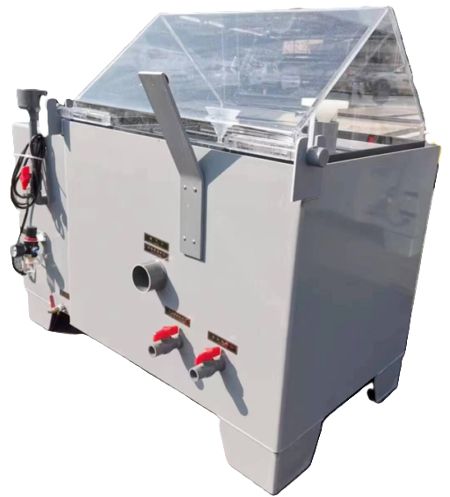 เครื่องทดสอบความต้านทานต่อการกัดกร่อน สแตนเลส อุปกรณ์หมอกเกลือสําหรับจักรยานเกลือสําหรับการทดสอบ 220V ASTM มาตรฐานการรับประกัน 1 ปี