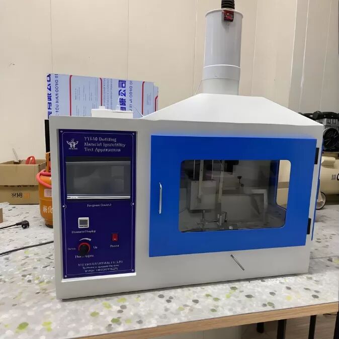 เครื่องทดสอบการติดไฟที่ได้รับการรับรองมาตรฐาน ISO 11925-2 พร้อมโครงสร้างสแตนเลสและความเร็วลมควัน 0.7 ม./วินาที สำหรับวัสดุก่อสร้าง