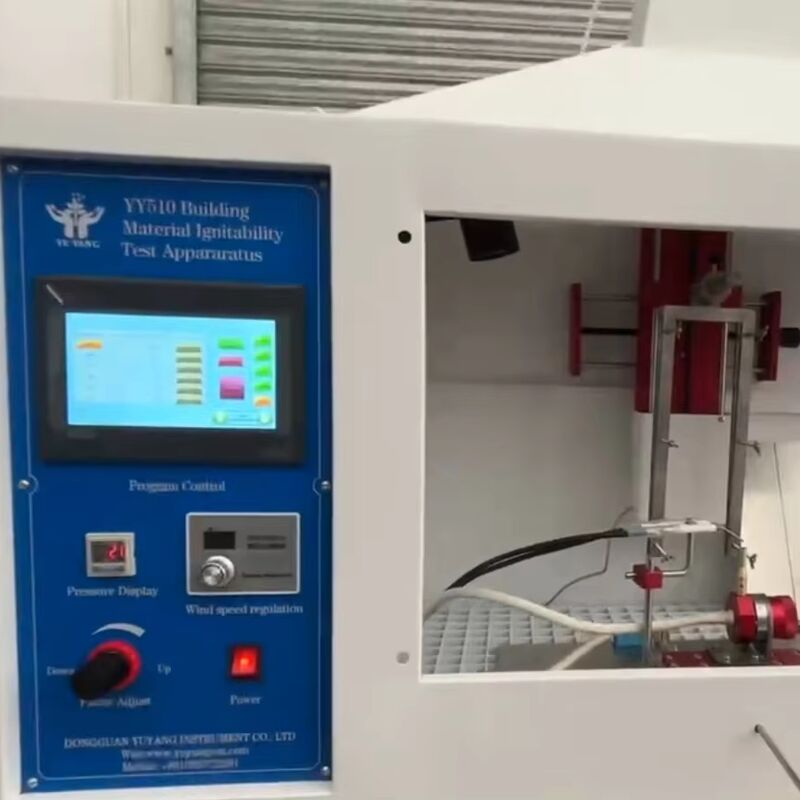 เครื่องทดสอบการติดไฟที่ได้รับการรับรองมาตรฐาน ISO 11925-2 พร้อมโครงสร้างสแตนเลสและความเร็วลมควัน 0.7 ม./วินาที สำหรับวัสดุก่อสร้าง