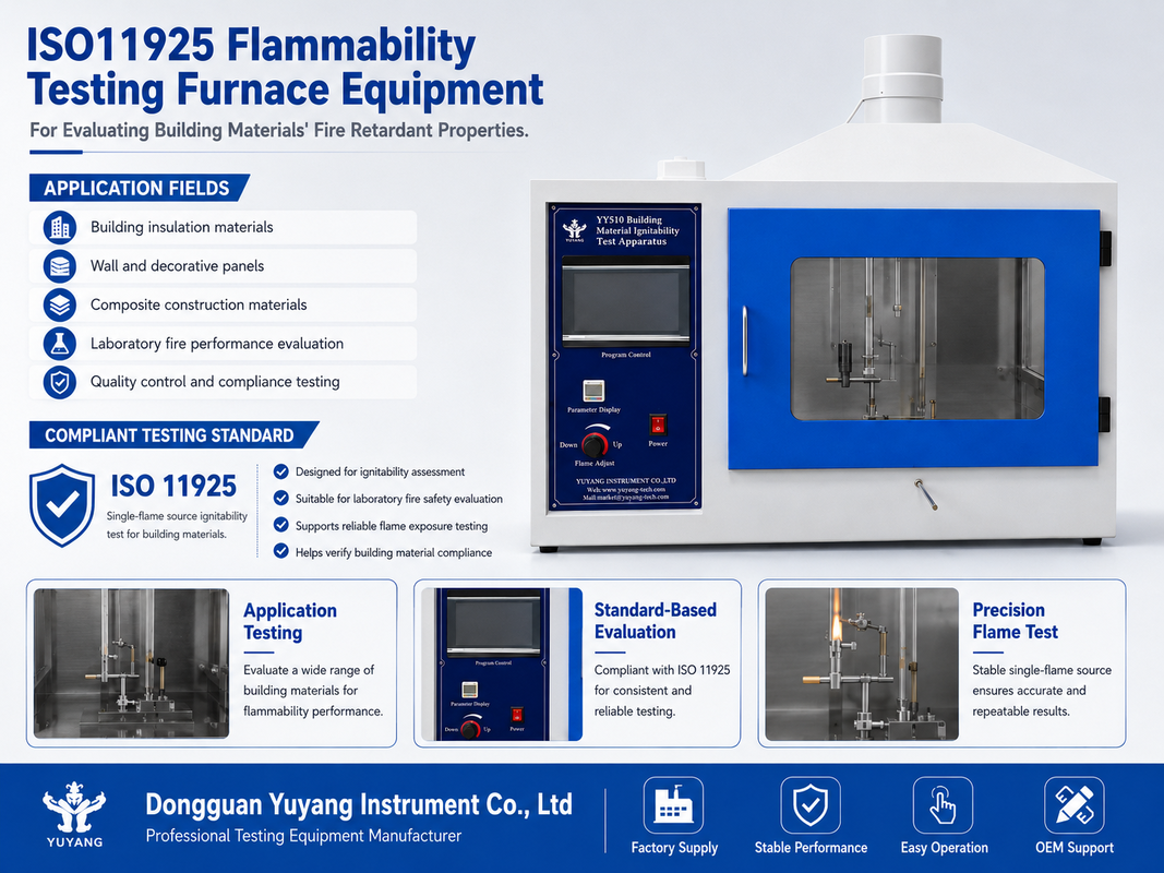 เครื่องทดสอบความเผาไหม้ของวัสดุอาคาร ISO11925 เตาทดสอบไฟสําหรับการประเมินผลการเผาไหม้