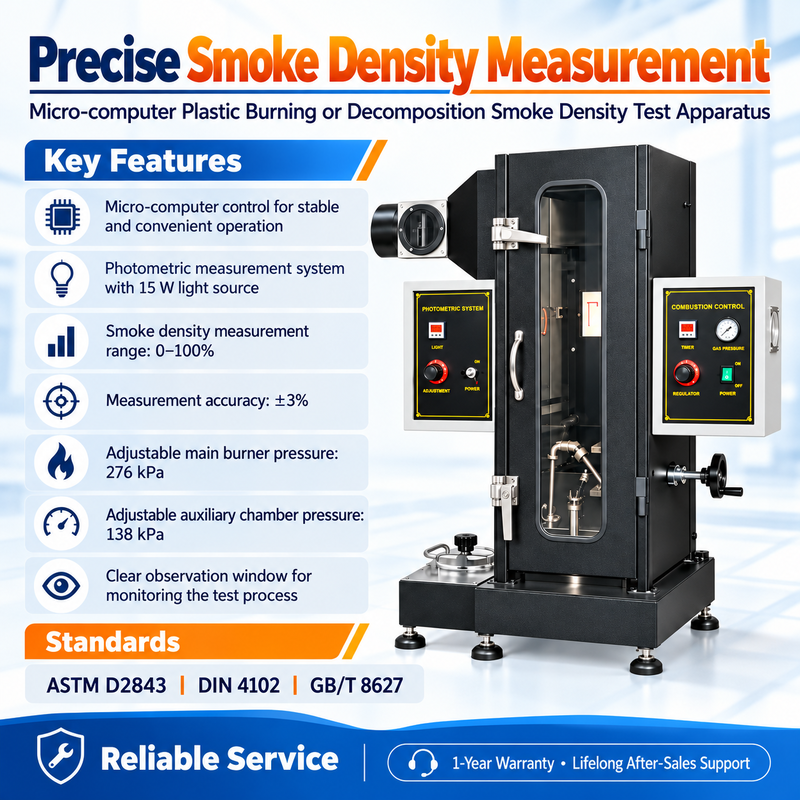 Smoke Density Test Chamber | Microcomputer Controlled Tester for Smoke Generation Characteristic of Polymer and Construction Materials